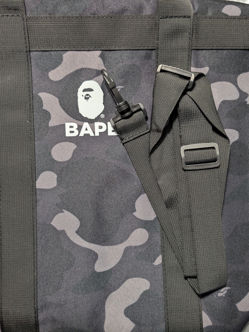 BAPE Men's Black Camo Tote Bag with Adjustable Strap